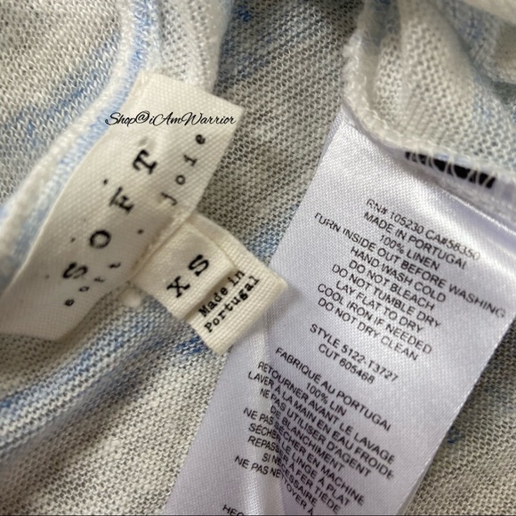 Soft Joie striped linen slub 3/4 sleeve t-shirt shop@iamwarrior - Picture 12 of 13